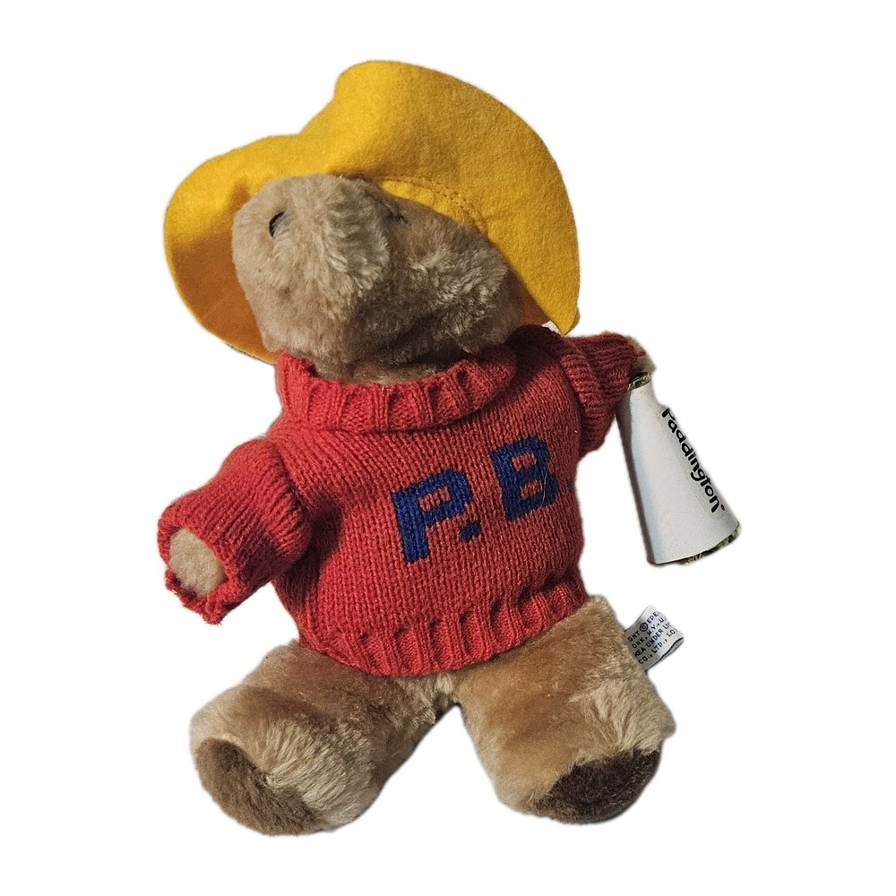 Paddington Teddy Bear Plush Red‎ Sweater Yellow Hat Vtg Eden Bullhorn Megaphone